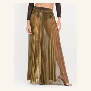 GoJane - As You Pleats Sheer Metallic Maxi Skirt -